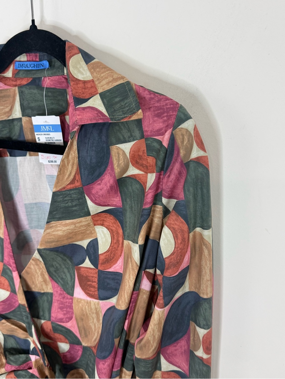 J. McLaughlin Mercer Midi Wrap Dress Size S Geometric Print Long Sleeve NWT - Picture 6 of 16